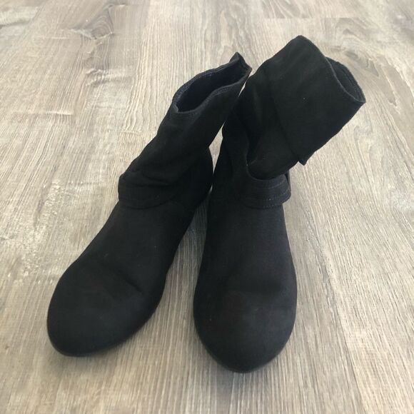 Lower East Side Womens Pull On Slouch Ankle Boots Sz 7.5 Bootie Black Faux Suede - Picture 2 of 8